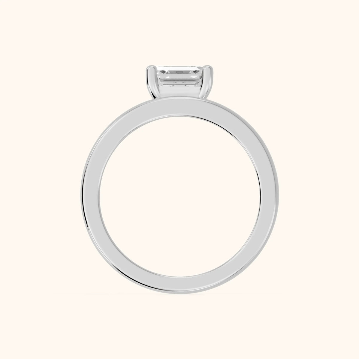 Maisie Four Prong Solitaire Asscher Diamond Engagement Ring in White Gold - FingerView.webp