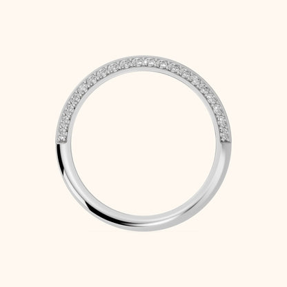 Divya Ridged Dome Round Diamond Half Eternity Band in Silver - FingerView