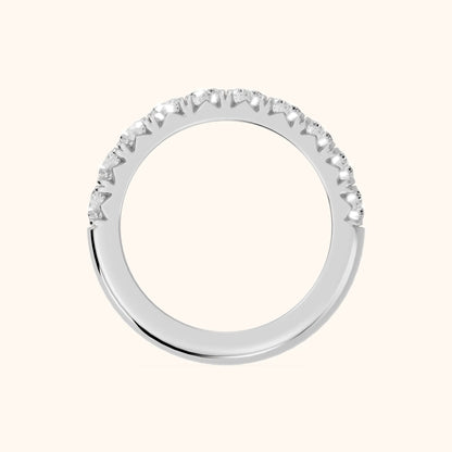 Joelle Shared Prong Round Diamond Half Eternity Band in Silver - FingerView