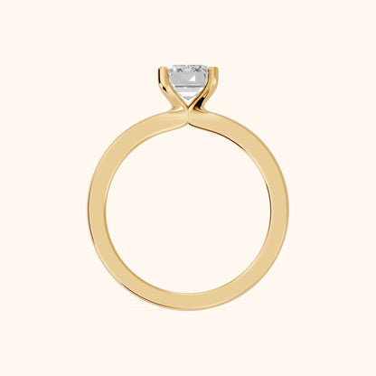 Matilda Cathedral Solitaire Emerald Diamond Engagement Ring in Yellow Gold - FingerView.webp