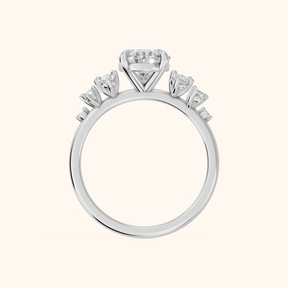 Mirabelle Cluster Oval Diamond Engagement Ring in Silver - FingerView.webp