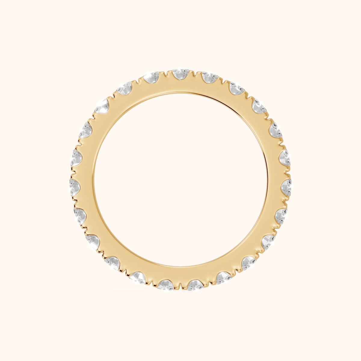 Ramona Shared Prong Round Diamond Eternity Band in Yellow Gold - FingerView