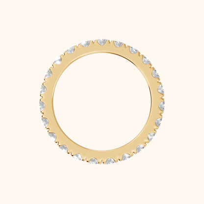 Ramona Shared Prong Round Diamond Eternity Band in Yellow Gold - FingerView