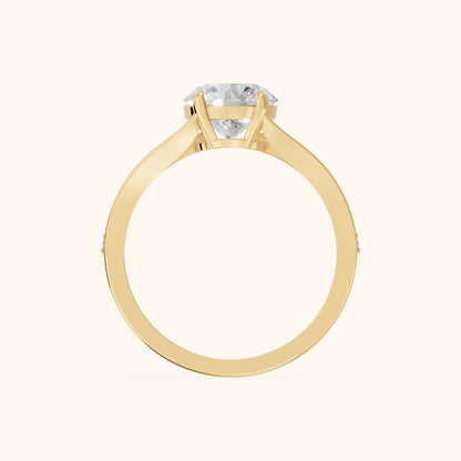 Lucinda Split Shank Round Diamond Engagement Ring in Yellow Gold - FingerView.webp