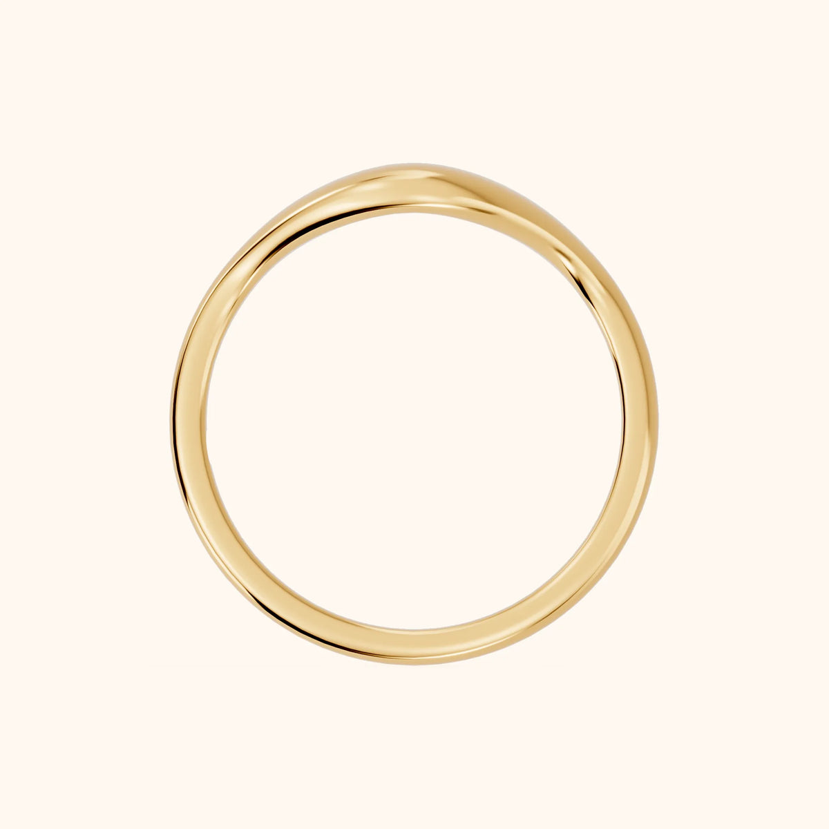 Kavya Curved Contour Wedding Band in Yellow Gold - FingerView