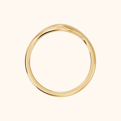 Kavya Curved Contour Wedding Band in Yellow Gold - FingerView