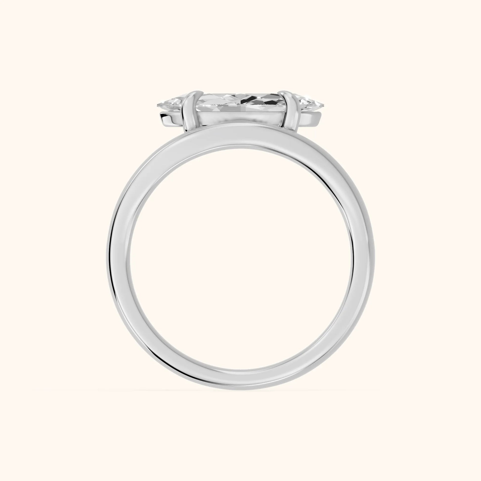 Seraphina Criss Cross Marquise Diamond Engagement Ring in White Gold - FingerView