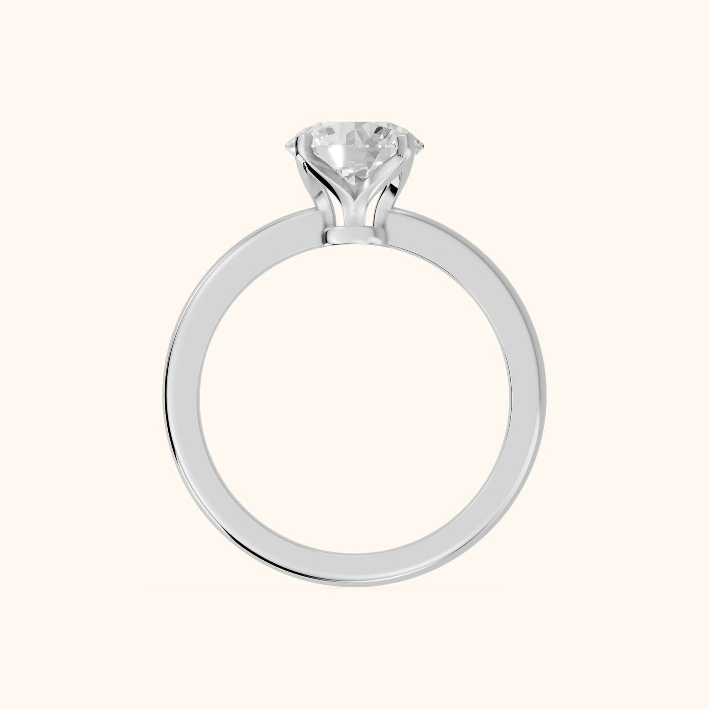 Flora Guardian Solitaire Round Diamond Engagement Ring in Silver - FingerView