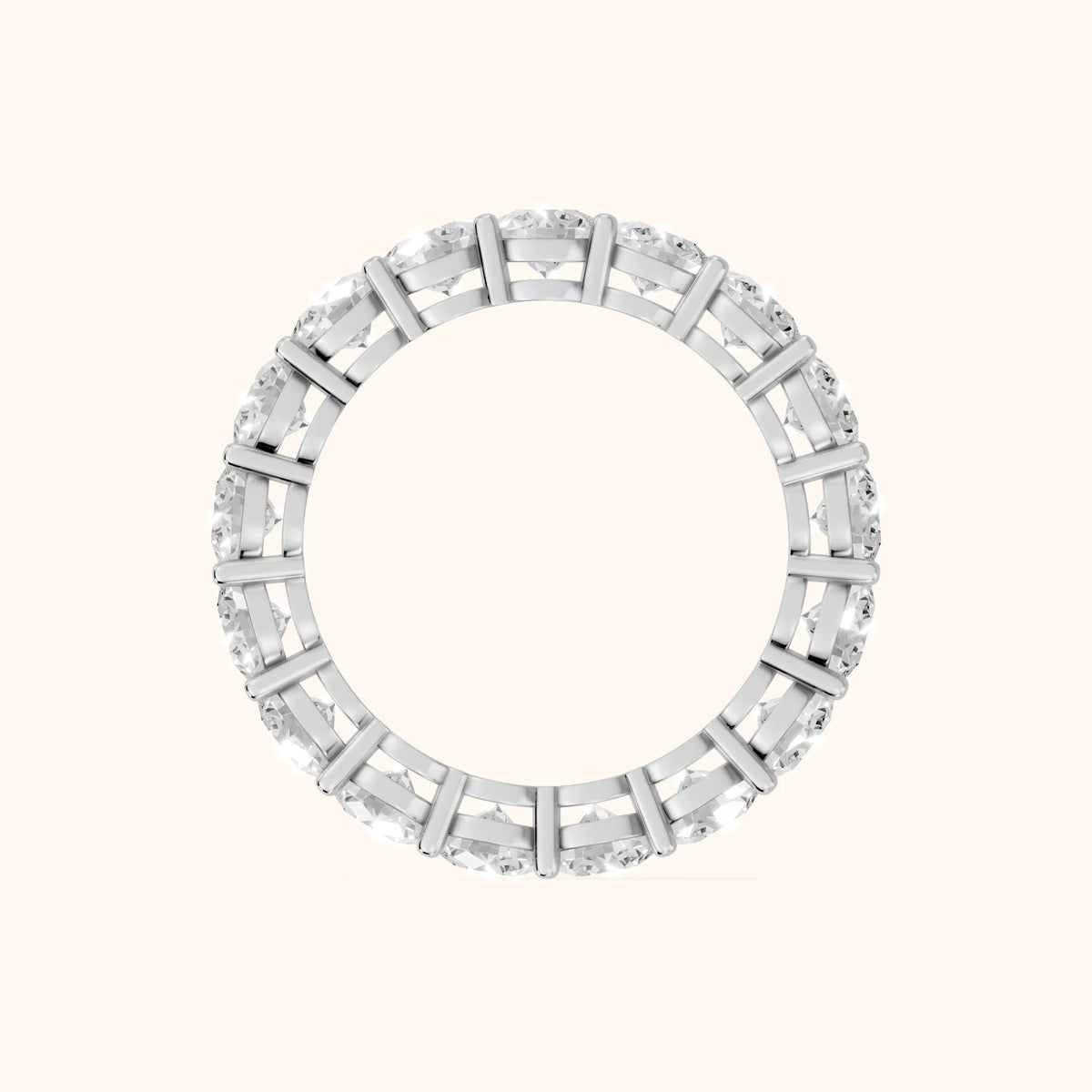 Camille Shared Prong Round Diamond Eternity Band in Silver - FingerView
