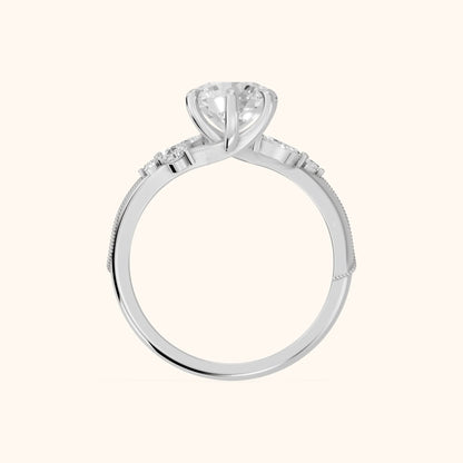 Joanna Milgrain Twist Round Diamond Engagement Ring in White Gold - FingerView.webp