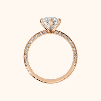 Meredith Knife Edge Pavé Princess Diamond Engagement Ring in Rose Gold - FingerView.webp