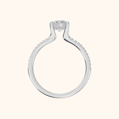 Eternal Embrace Solitaire Emerald Diamond Engagement Ring in Silver - FingerView