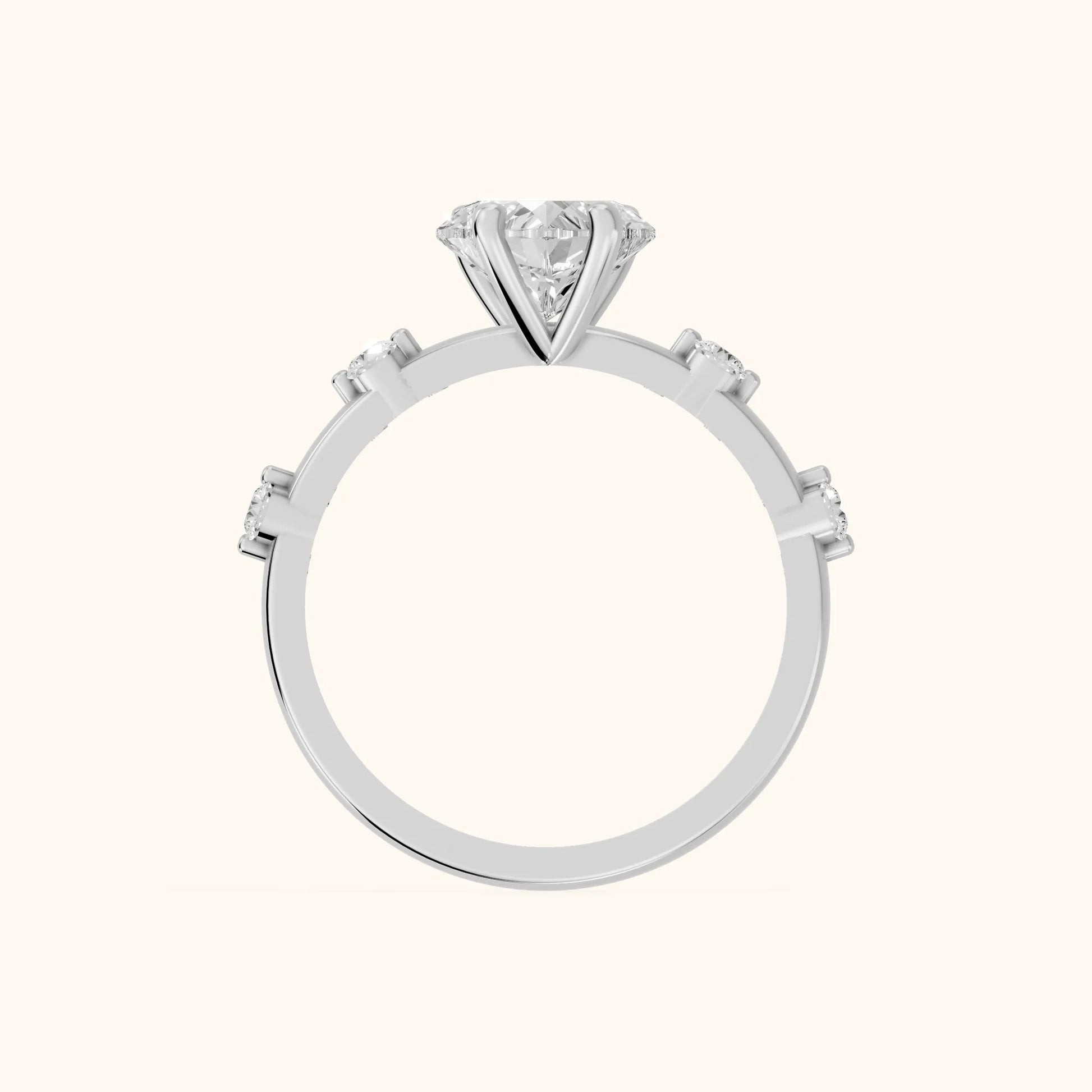 Elena Radiance Solitaire Heart Diamond Engagement Ring in White Gold - FingerView