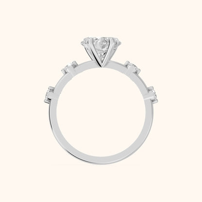 Elena Radiance Solitaire Heart Diamond Engagement Ring in White Gold - FingerView