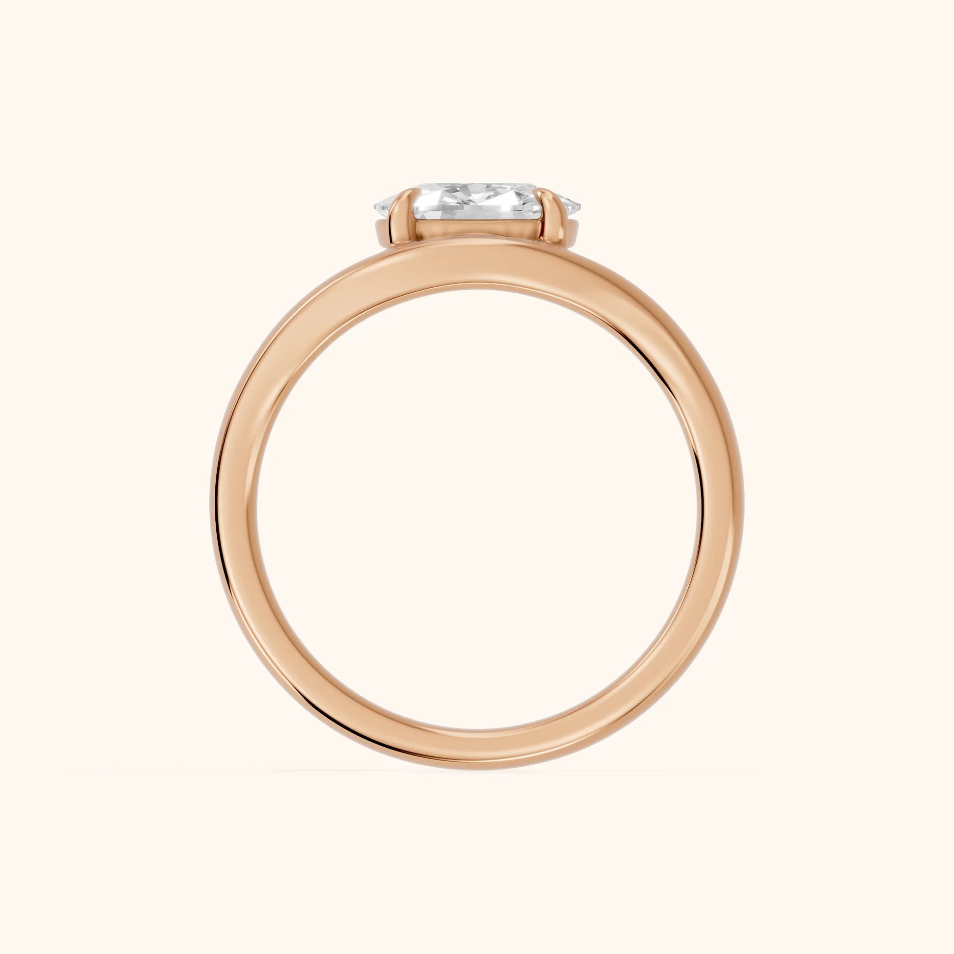 Seraphina Criss Cross Cushion Diamond Engagement Ring in Rose Gold - FingerView