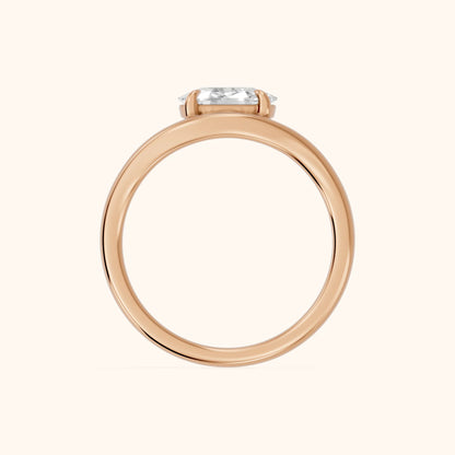 Seraphina Criss Cross Cushion Diamond Engagement Ring in Rose Gold - FingerView