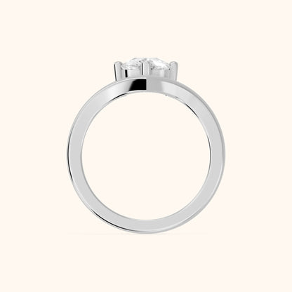 Evelyn Chevron Solitaire Cushion Diamond Engagement Ring in White Gold - FingerView