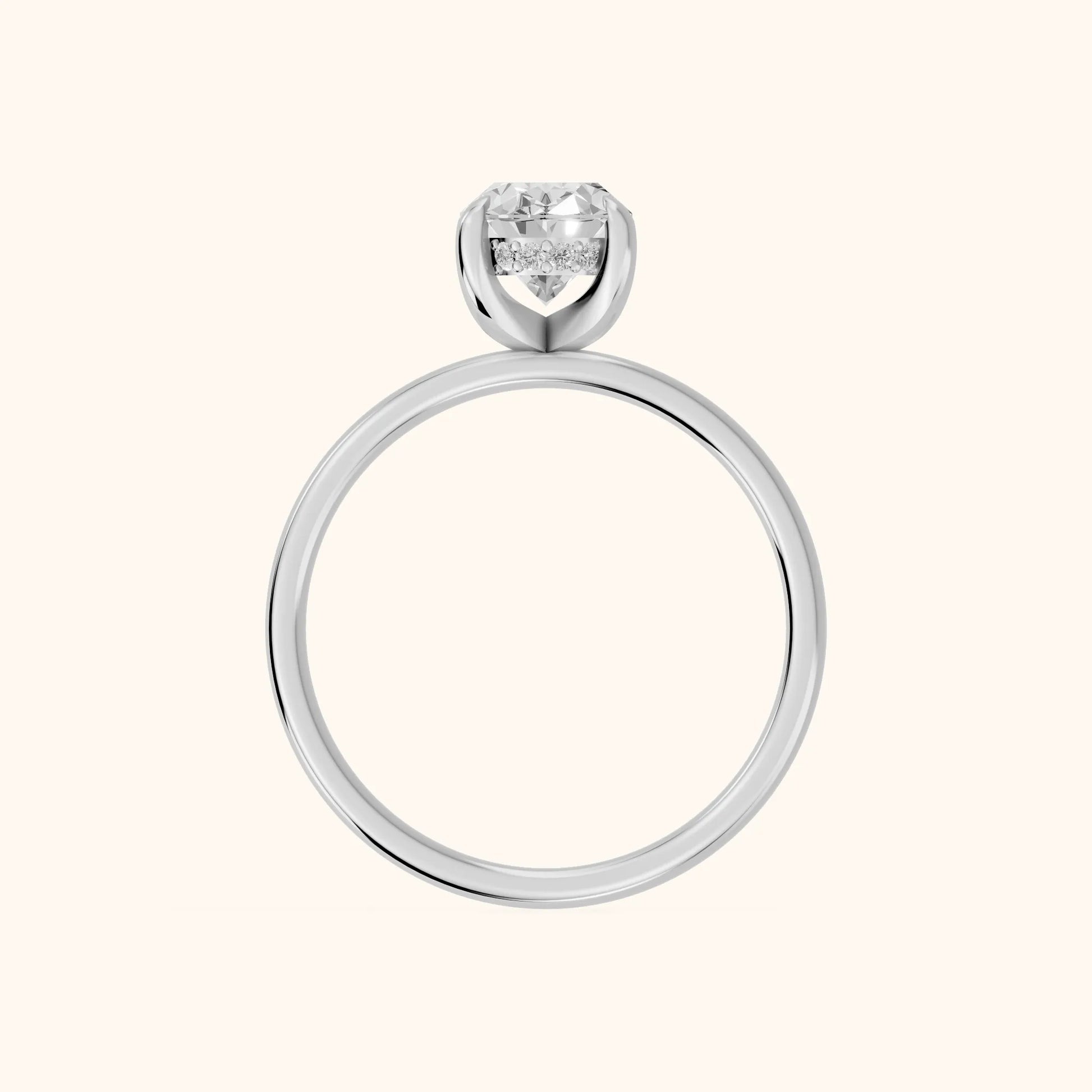 Charlotte Charm Solitaire Oval Diamond Engagement Ring in Silver - FingerView