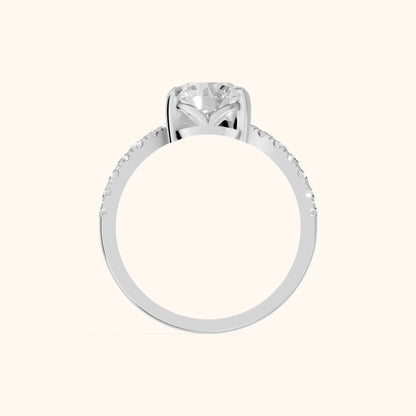 Isabella Legacy Side Stone Round Diamond Engagement Ring in White Gold - FingerView