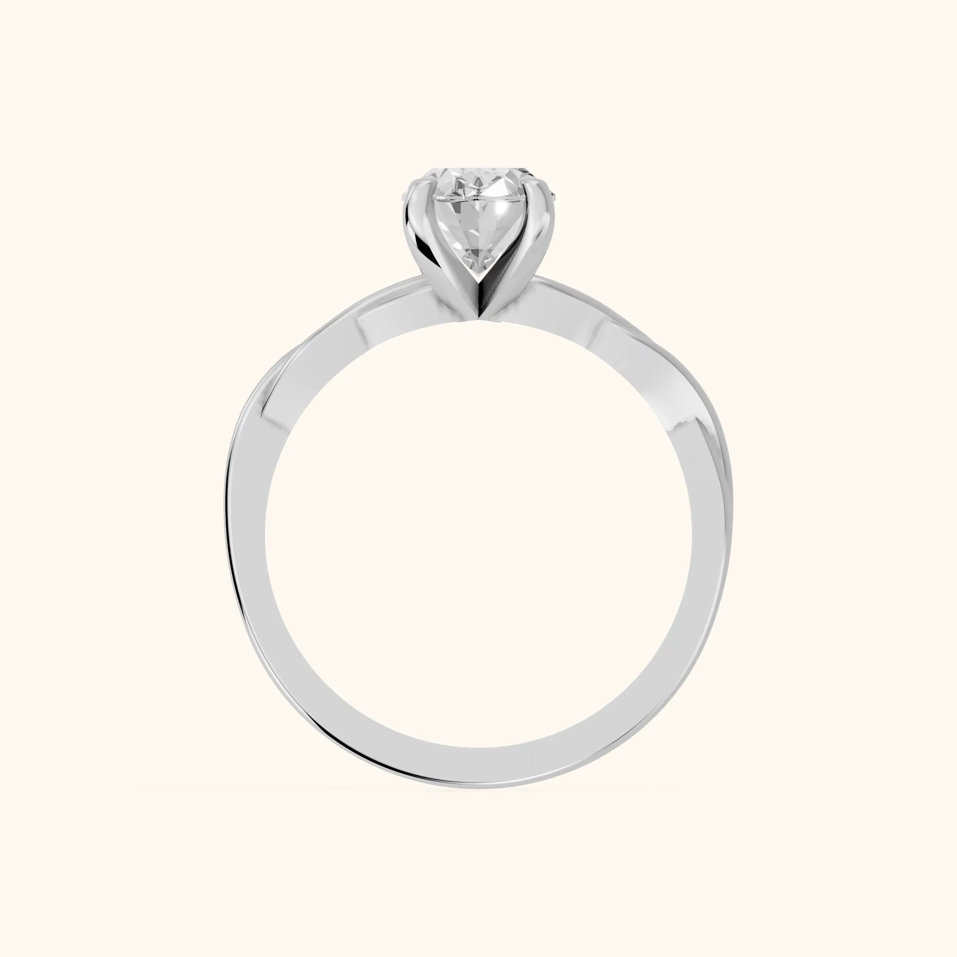 Iris Twist Oval Diamond Engagement Ring in Silver - FingerView