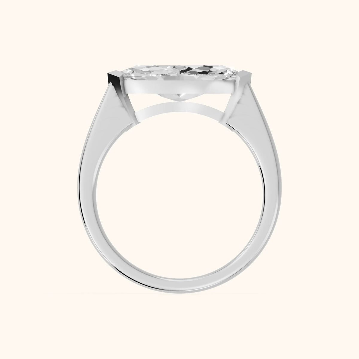 Magnolia East-West Marquise Diamond Engagement Ring in Silver - FingerView.webp