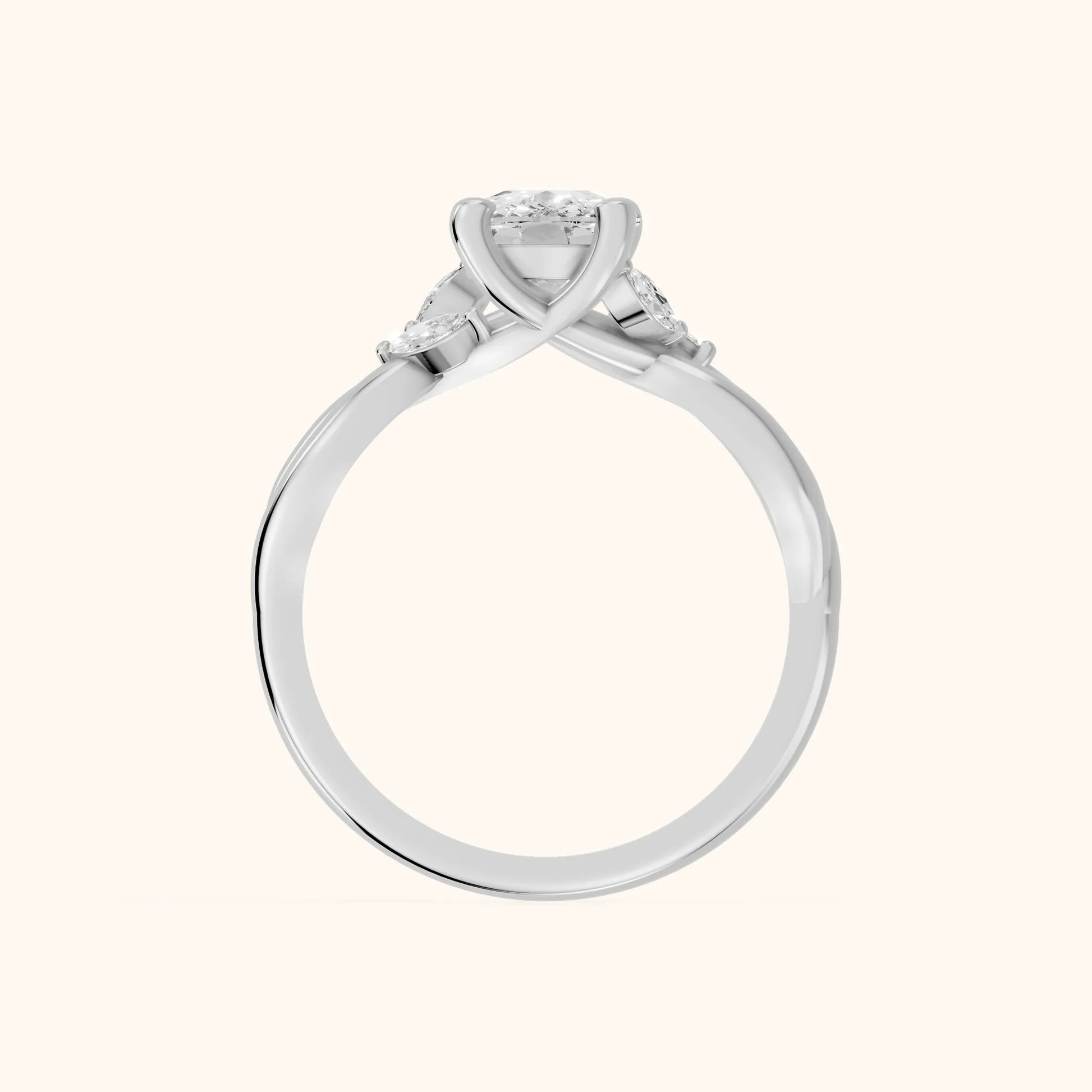 Luna Glow Twisted Cushion Diamond Engagement Ring in Silver - FingerView