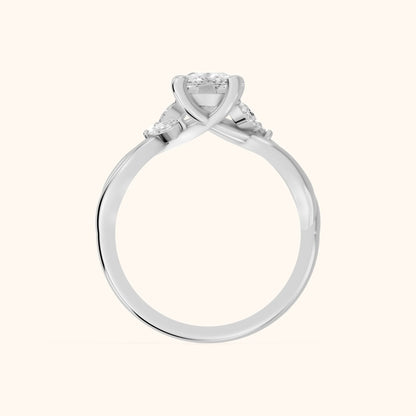 Luna Glow Twisted Cushion Diamond Engagement Ring in Silver - FingerView