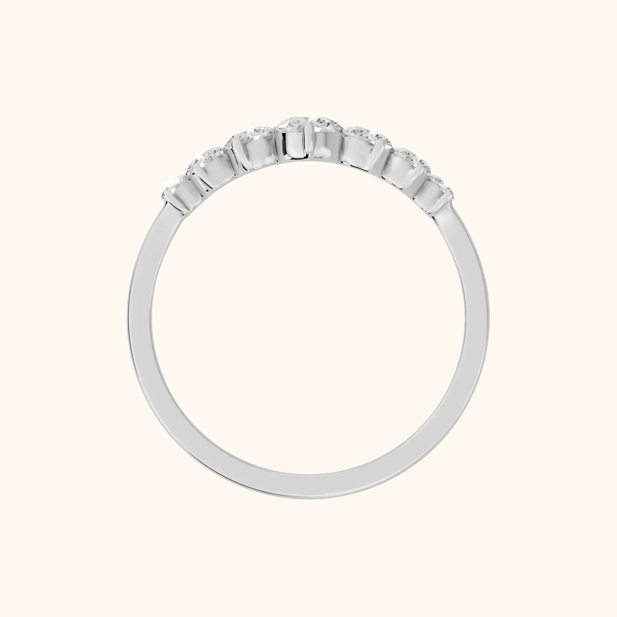Saira Contour Round Diamond Wedding Band in Silver - FingerView