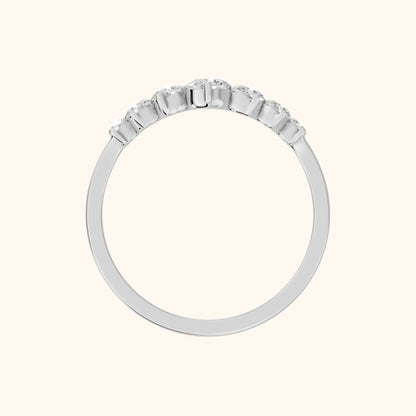 Saira Contour Round Diamond Wedding Band in Silver - FingerView