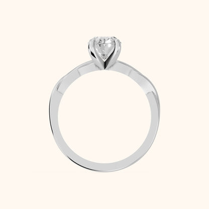 Iris Twist Oval Diamond Engagement Ring in White Gold - FingerView