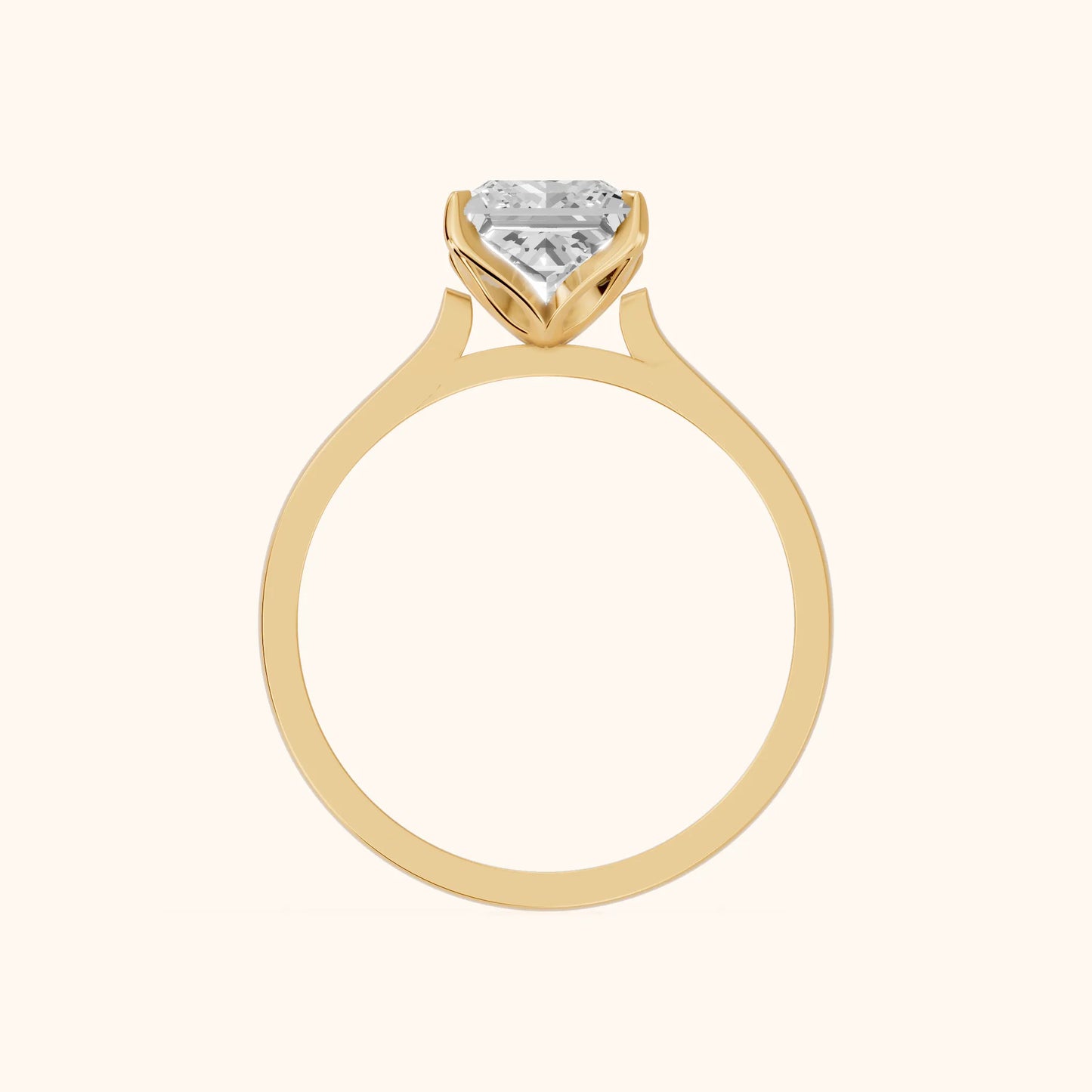 Isabella Bloom Solitaire Princess Diamond Engagement Ring in Yellow Gold - FingerView