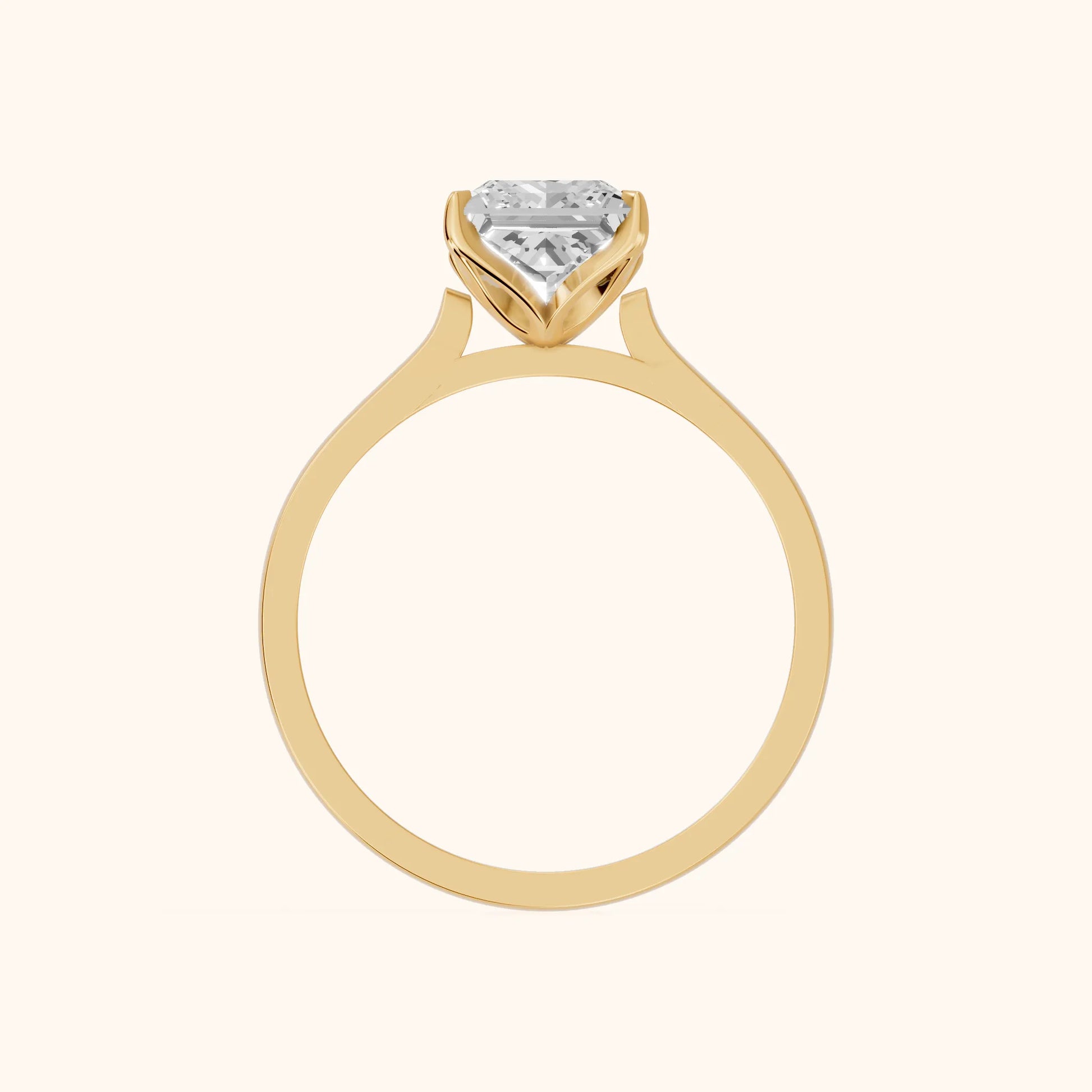 Isabella Bloom Solitaire Princess Diamond Engagement Ring in Yellow Gold - FingerView