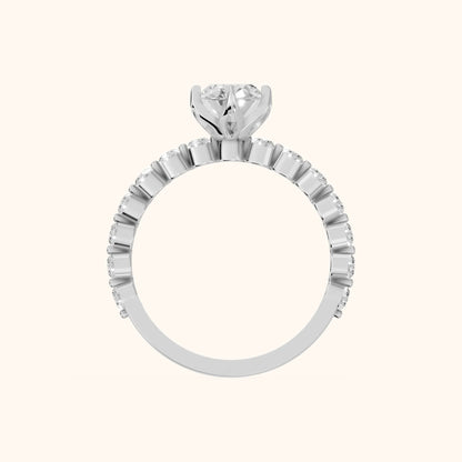 Eleanor Majesty Side Stone Oval Diamond Engagement Ring in White Gold - FingerView