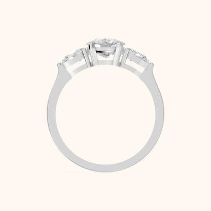 Grace Three Stone Cushion Diamond Engagement Ring in Platinum - FingerView