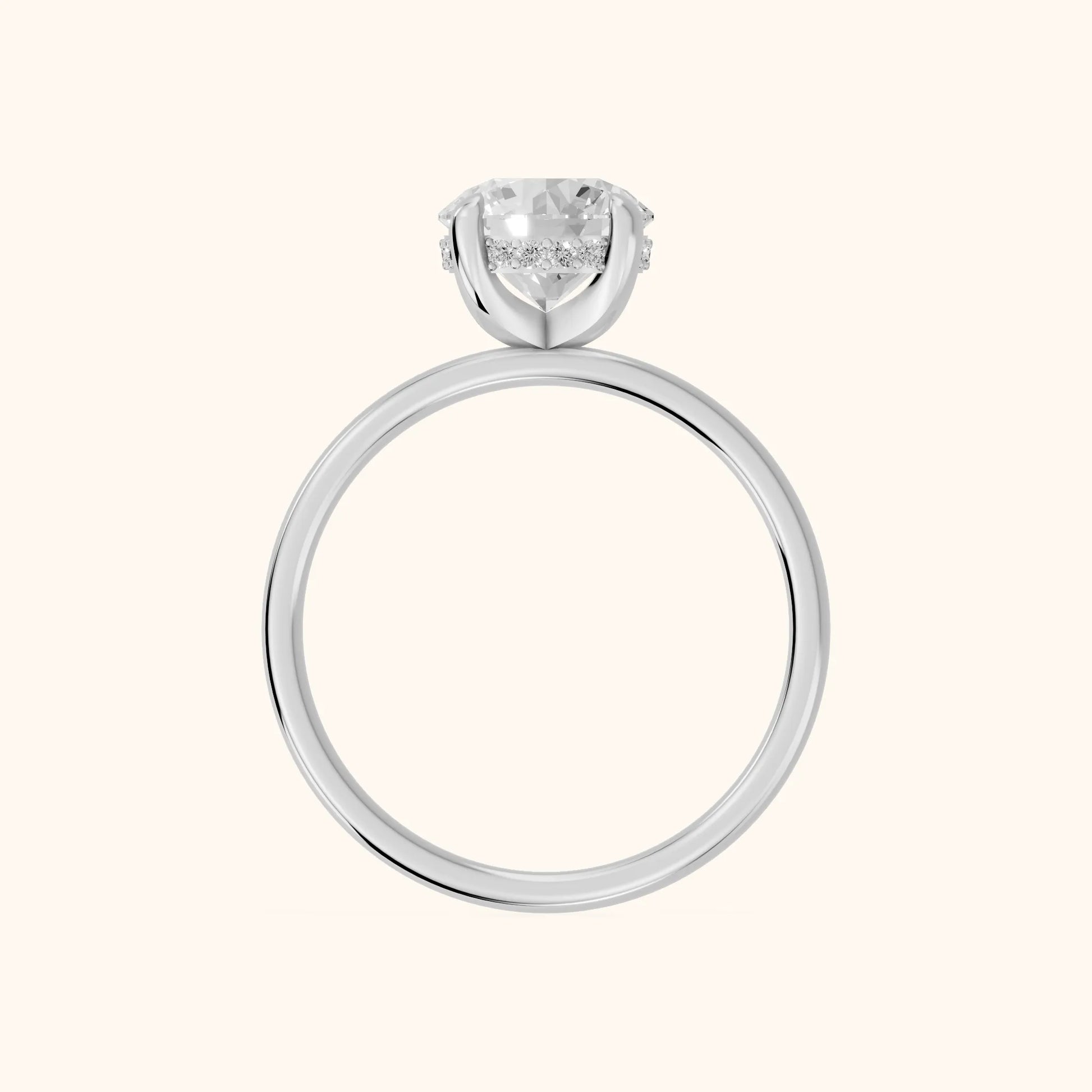 Charlotte Charm Solitaire Round Diamond Engagement Ring in Silver - FingerView