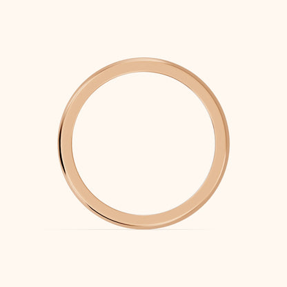 Navya Carved Milgrain Wedding Band in Rose Gold - FingerView