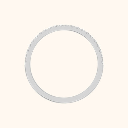 Milena Micropavé Round Diamond Half Eternity Band in Platinum - FingerView