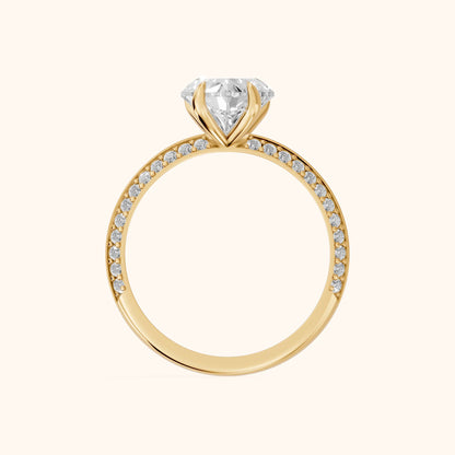Meredith Knife Edge Pavé Heart Diamond Engagement Ring in Yellow Gold - FingerView.webp