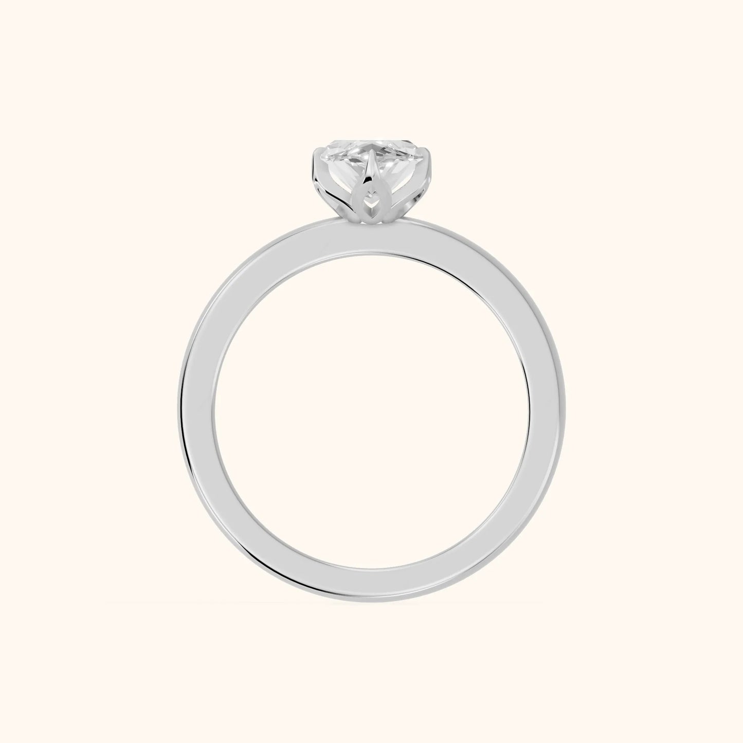 Serena Blossom Marquise Solitaire Engagement Ring in White Gold - FingerView