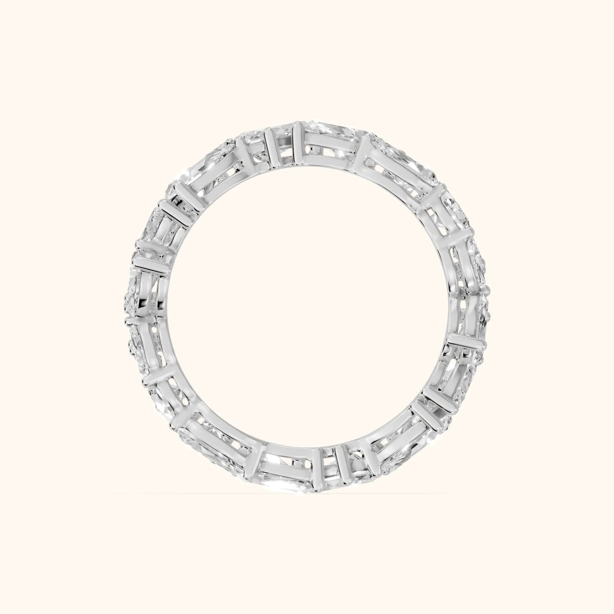 Fleur Shared Prong Pear Diamond Eternity Band in Platinum - FingerView