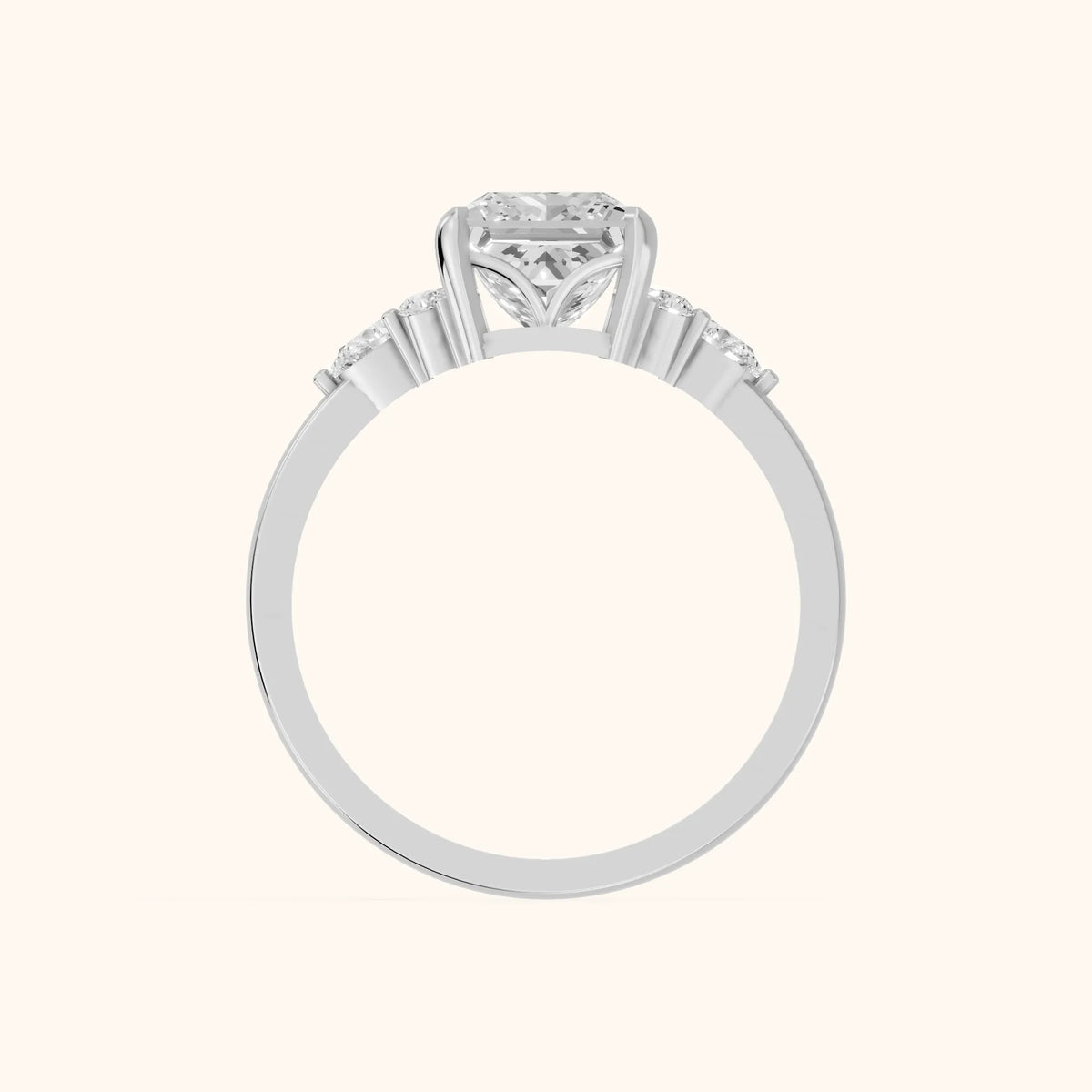 Amelia Three Stone Princess Diamond Engagement Ring in Platinum - FingerView
