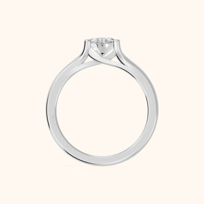 Nell Split Shank Solitaire Oval Diamond Engagement Ring in Platinum - FingerView.webp
