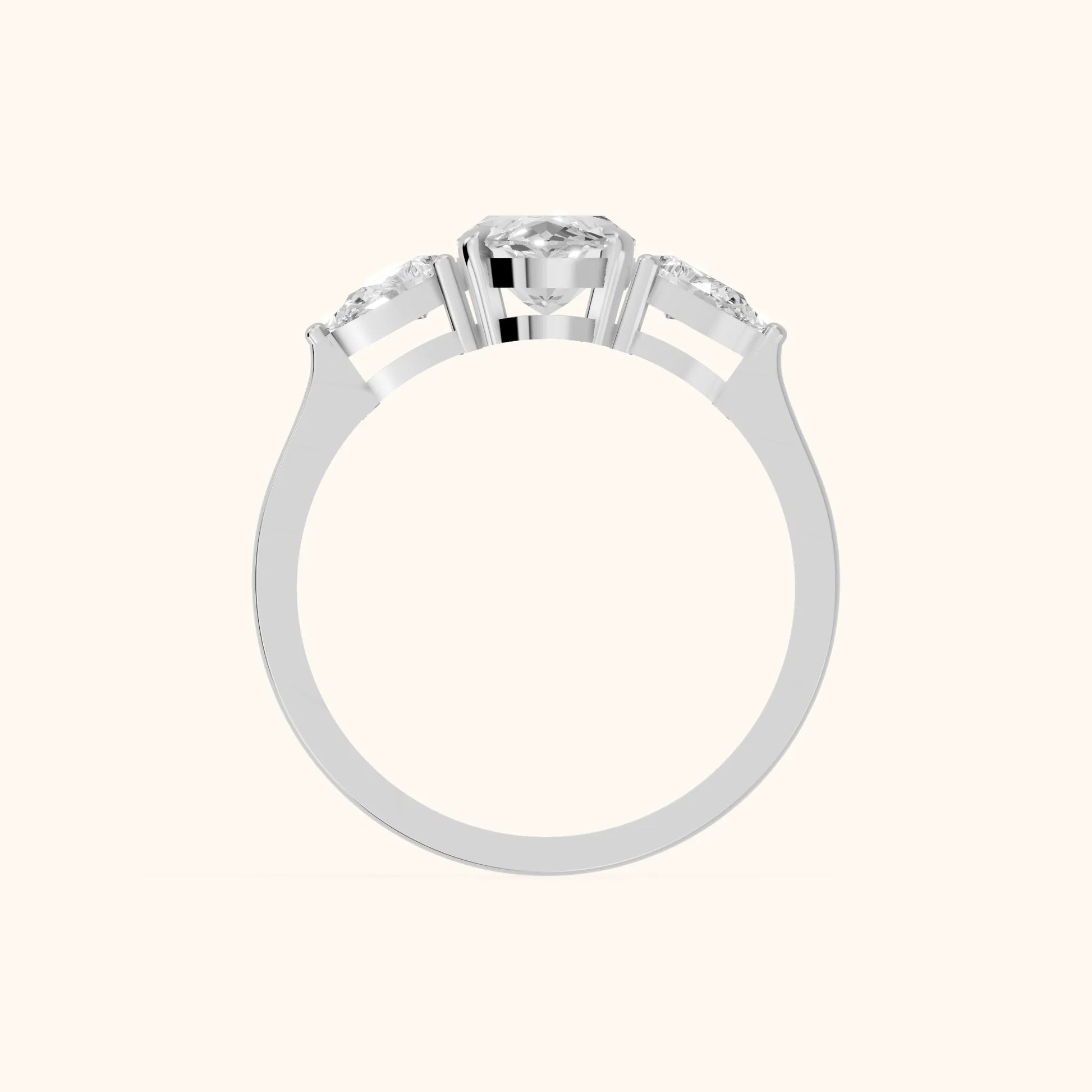 Grace Three Stone Marquise Diamond Engagement Ring in Platinum - FingerView