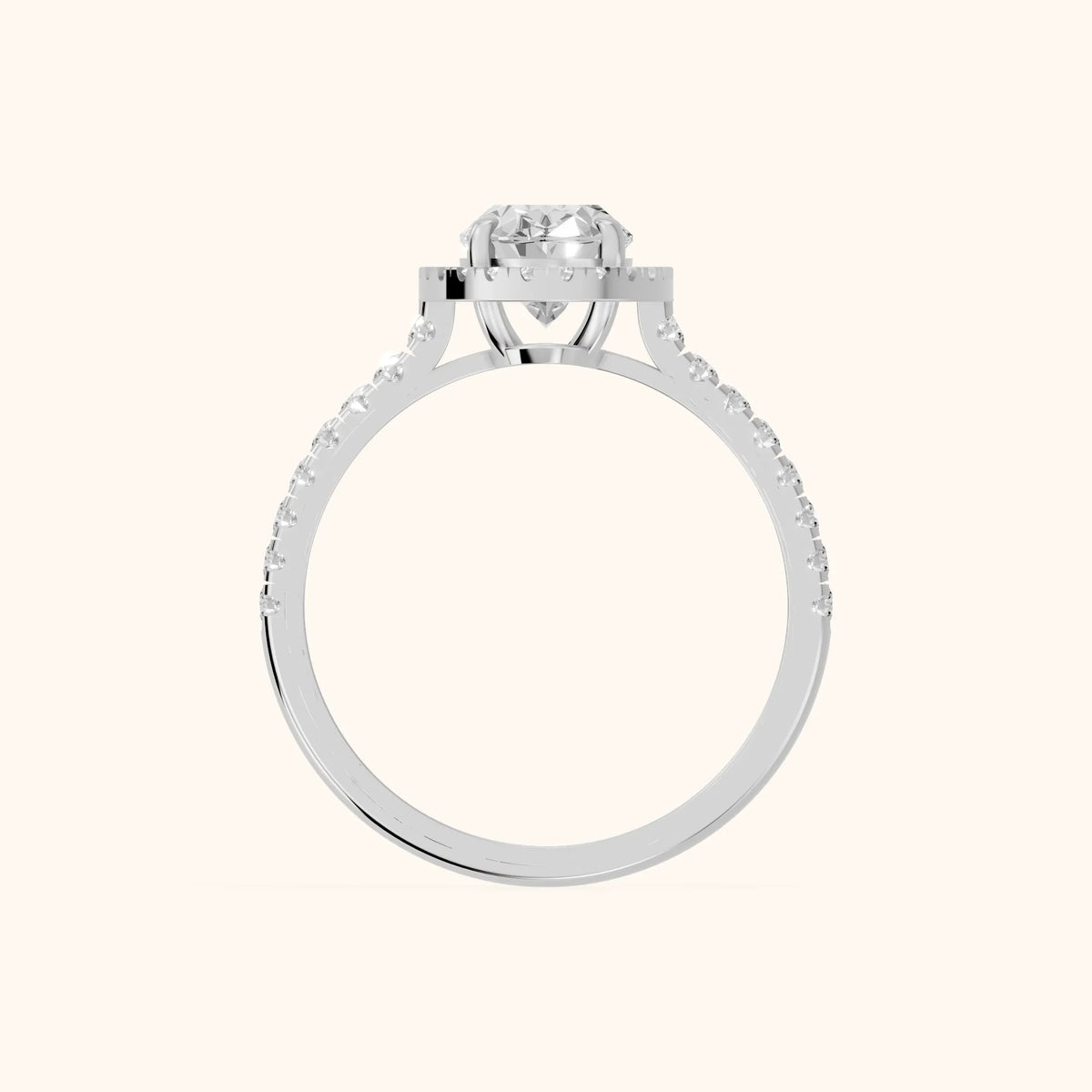 Mabel Halo French Pavé Oval Diamond Engagement Ring in White Gold - FingerView.webp
