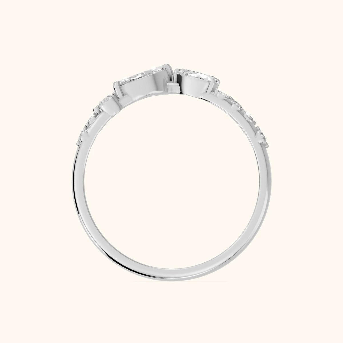 Sonia Curved Marquise & Round Diamond Wedding Band in Platinum - FingerView