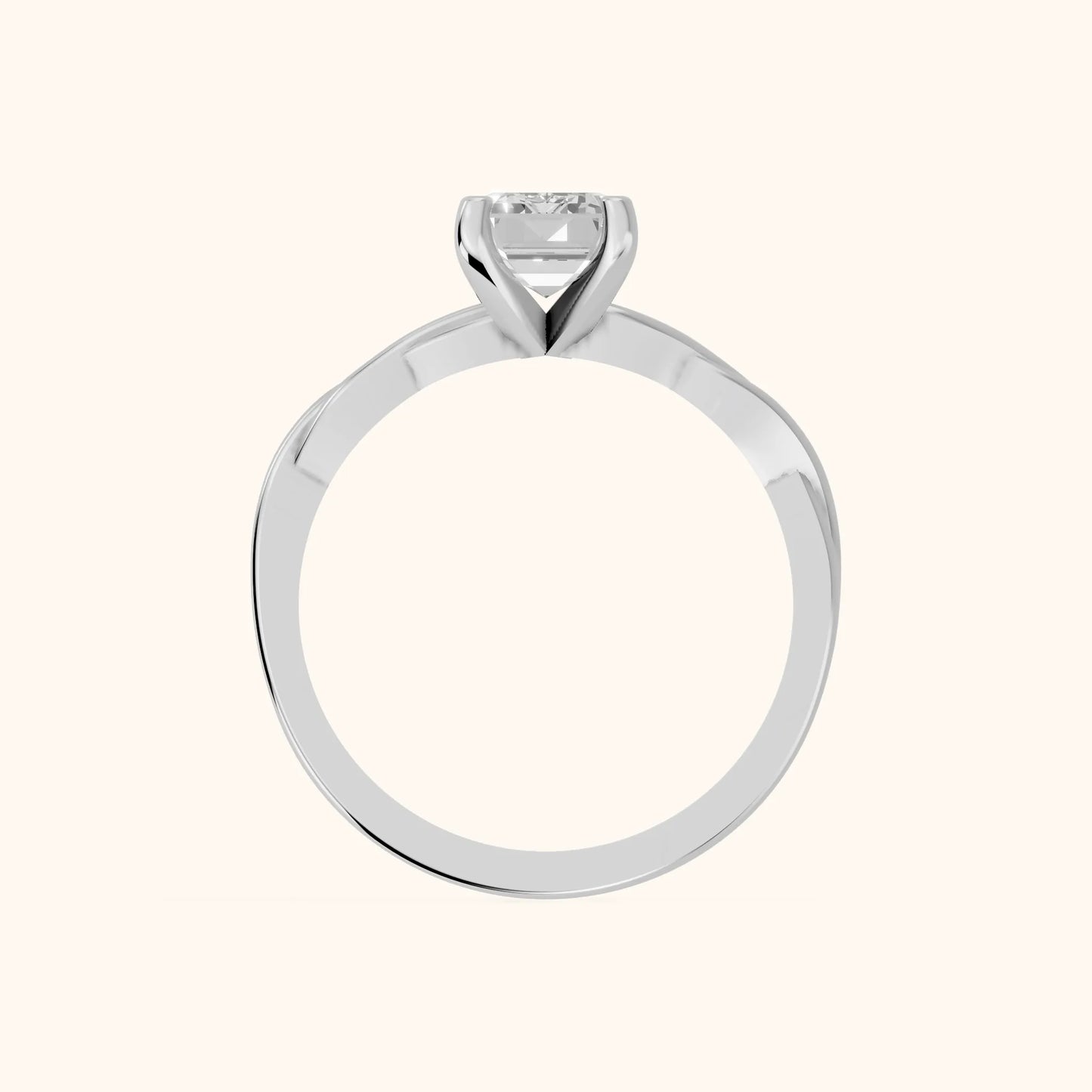 Iris Twist Emerald Diamond Engagement Ring in Silver - FingerView