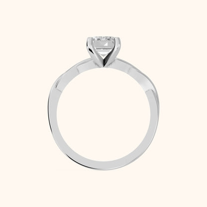 Iris Twist Emerald Diamond Engagement Ring in Silver - FingerView