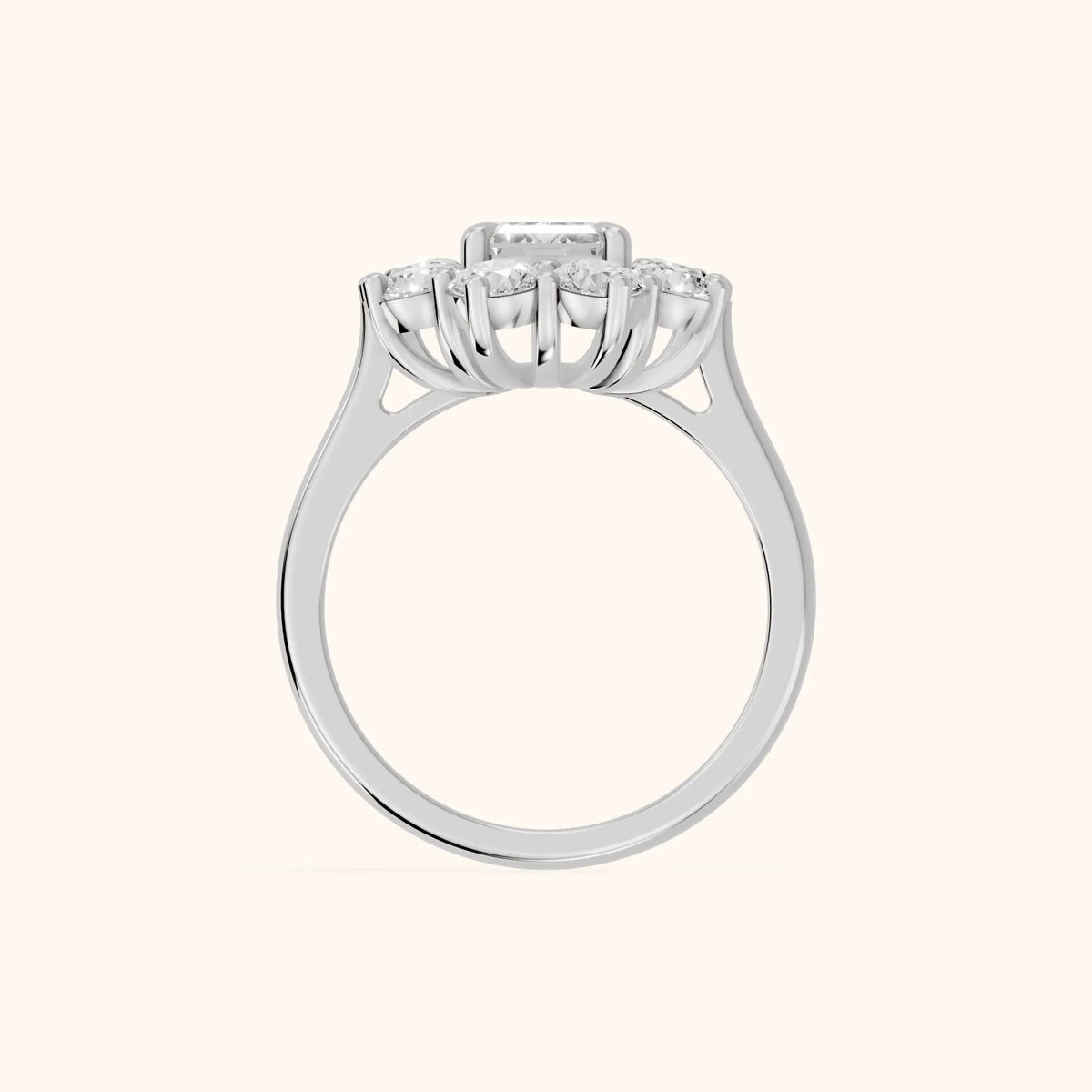 Phoebe Cluster Emerald Diamond Engagement Ring in Silver - FingerView.webp