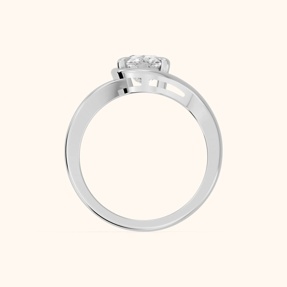 Margaux Bypass Solitaire Cushion Diamond Engagement Ring in Platinum - FingerView.webp