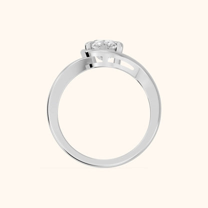 Margaux Bypass Solitaire Cushion Diamond Engagement Ring in Platinum - FingerView.webp